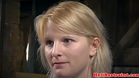 bound sub suspended by her maledom master, ready for rough fetish play?