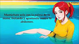Jerk off to hentai traviesa in pool with spanish voice