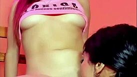 Horny blonde latina licks pussy quietly in secret