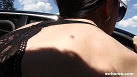 Brunette street slut delivers epic blowjob and anal in pov style.