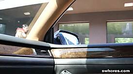 Brunette street slut delivers epic blowjob and anal in pov style.