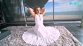 Blonde Cosplays Marilyn Monroe, Masturbates with Huge Toy