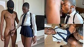 Ebony teen with big ass and small waist getting rough doggystyle fucking