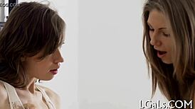 Girls experiment with tongue and finger