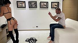 Real Lingerie Model Slams Photographer Hard Before Shooting in Wild Session