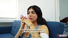 Seducing my stepbrother's gay friend at home alone, flashing my curvy body.