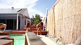 Look At These Cute Lesbians Fucking Hard After Pool Fun!