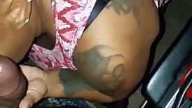 milf sucking dick outside