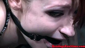 Redhead slave bent over and fully dominated in rough bondage