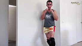 step gay dad kickboxer gets turned on by fat juicy cock