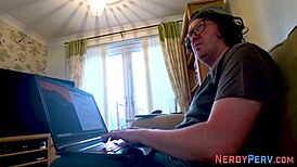 Leeds geek CUM SPRAYS in first time blowjob trick