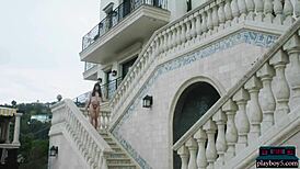 Petite Ivy Rose flaunts amazing ass outdoors