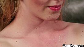 Hot beauty eagerly gulps jizz in extreme blowbang