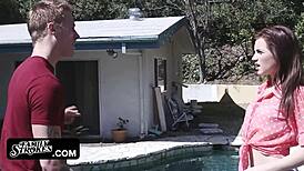 Dont cum in me stepbro, she pleads as he thrusts deep. The creampie risk builds tension in their forbidden encounter.