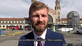 gay office threesome turns bareback with steven gowler