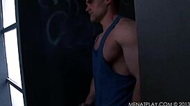 Nasty boys cum through gloryhole in group orgy