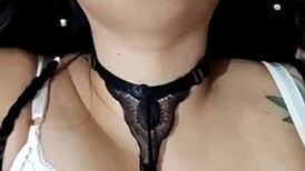 bluee shows face of pleasure while masturbating for you, beautiful exhibitionist