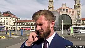 gay office threesome turns bareback with steven gowler