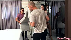 trans beauty bruna castro seduces movers for intense anal action