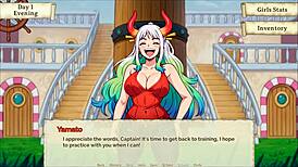 in lusty buccaneers parody, nami exposes her naked body at night