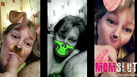 young slut plays homemade blowjob