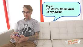 Deep throating Sarah Banks gags on Bryan's white cock in wet cowgirl ride