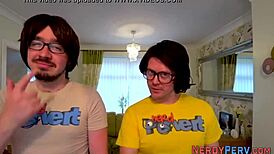 Leeds geek CUM SPRAYS in first time blowjob trick