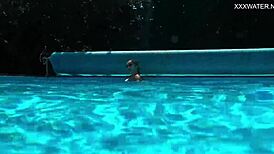 Wow! Swimming pool stunner Angelica, the best milf ever, goes naked in bikini!