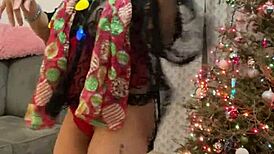 Anna Maria Mature Latina Christmas in Red Lingerie
