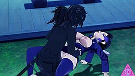 shinobu in hentai enjoys blowjob and cumshot with daddy