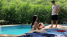 Natasha And Megan Tan Naked With Pool Guy