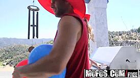 Oh, look at that blonde teen sucking cock outdoor at the BBQ!