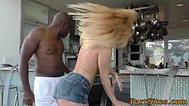 blonde bends over for big black cock