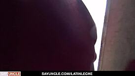 Latino renovator offers more than repairs with a sneaky bareback suck. What extra service will he provide next?