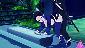 shinobu in hentai enjoys blowjob and cumshot with daddy