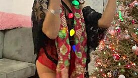 Anna Maria Mature Latina Christmas in Red Lingerie