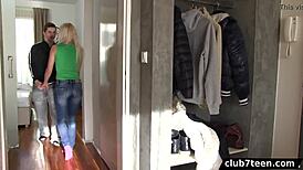 Blonde Teen Seduced into Missionary Sex and Creampie in Park