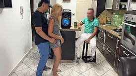 Intense Cheating: Latina Babe Rubs Ass On Friend's Cock In Front Of Boyfriend!