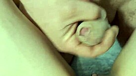 First jerked then fucked and cummed in close-up missionary reality homemade fucking