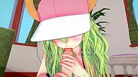 Lucoa rides huge cock in parody