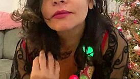 Anna Maria Mature Latina Christmas in Red Lingerie