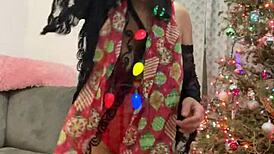 Anna Maria Mature Latina Christmas in Red Lingerie