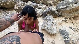 omg, i fucked this petite teen's ass on the beach with my big black cock and got caught 😱