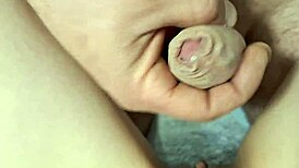 First jerked then fucked and cummed in close-up missionary reality homemade fucking