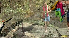 Interracial muscular ebony group enjoys favorite activities together.