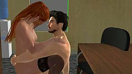 This busty 3D secretary is sucking and fucking at the office