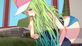 Lucoa rides huge cock in parody