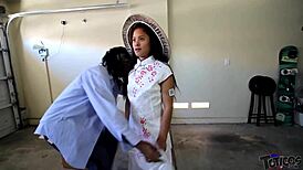 Unboxed tiny 18yo Filipina teen doll for quick interracial fun - Violet Rae