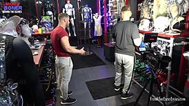 i join threesome in gay store with monster cocks