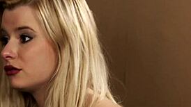 Sloppy blowjob in the office? Portuguese blonde sucks cock for facial cumshot!